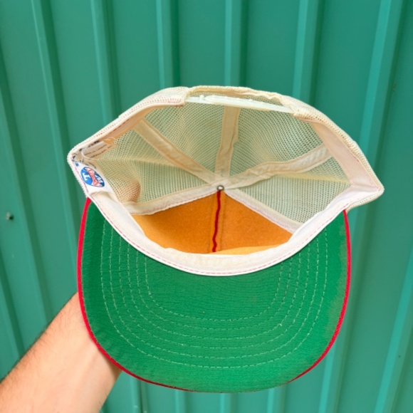 Vintage LEE Jeans Trucker hat snapback mesh red cap - Picture 6 of 7